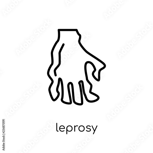 Leprosy icon. Trendy modern flat linear vector Leprosy icon on white background from thin line Diseases collection photo