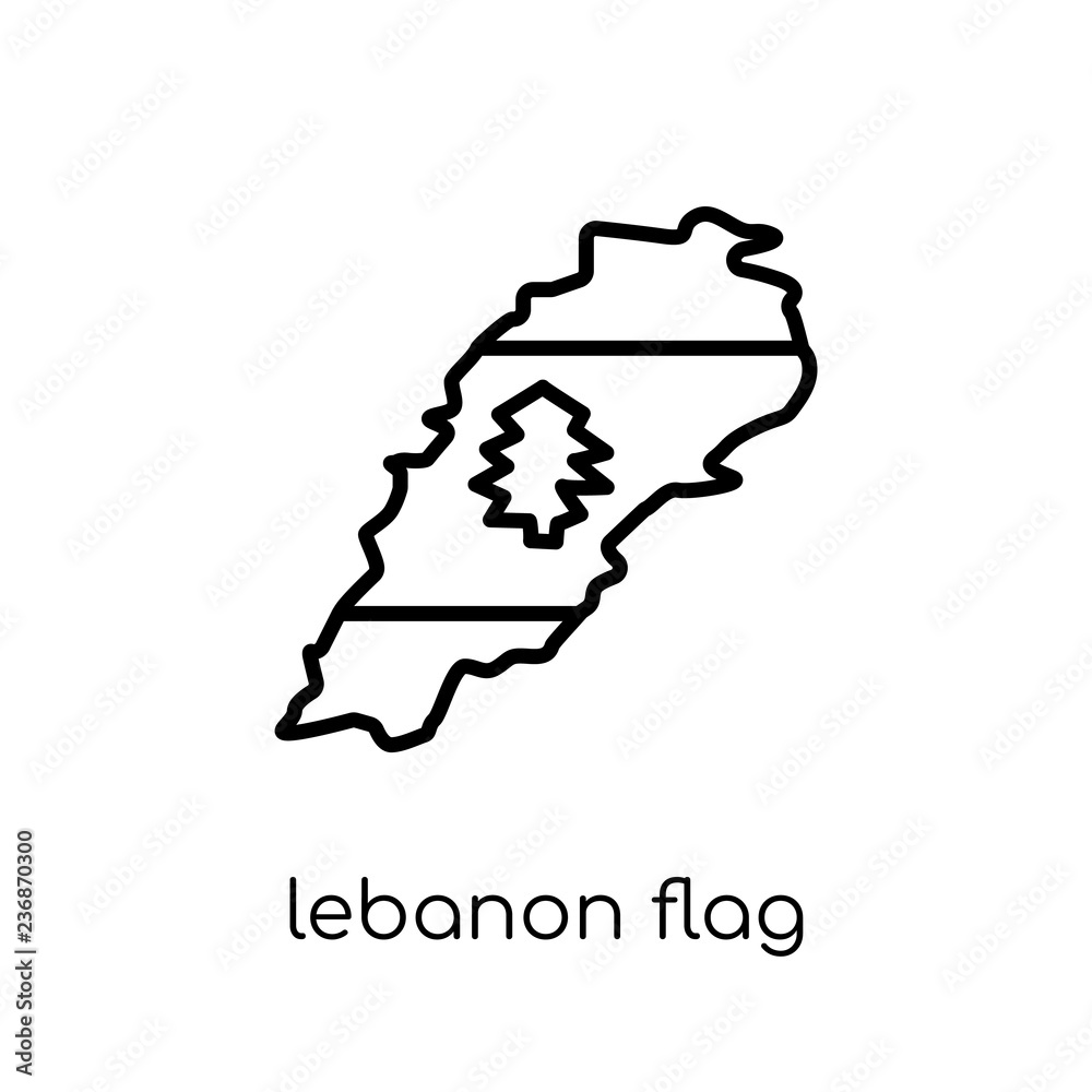 Lebanon flag icon. Trendy modern flat linear vector Lebanon flag icon