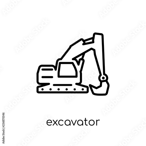 Excavator icon. Trendy modern flat linear vector Excavator icon on white background from thin line Construction collection