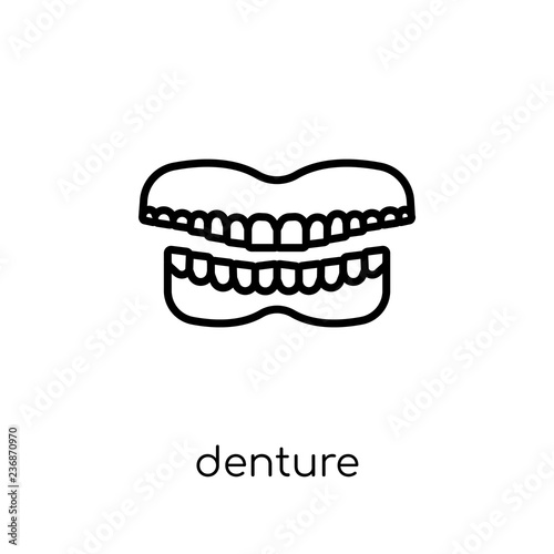 Denture icon. Trendy modern flat linear vector Denture icon on white background from thin line Dentist collection