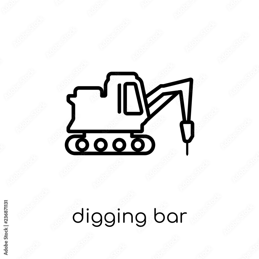 Digging bar icon. Trendy modern flat linear vector Digging bar icon on white background from thin line Construction collection Digging bar icon. Trendy modern flat linear vector Digging bar icon on white background from thin line Construction collection