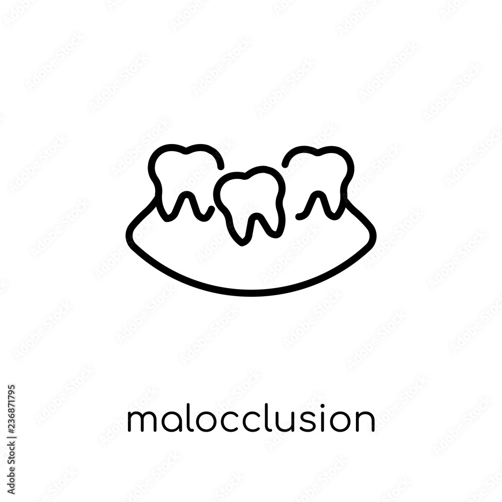 Malocclusion icon. Trendy modern flat linear vector Malocclusion icon on white background from thin line Dentist collection Malocclusion icon. Trendy modern flat linear vector Malocclusion icon on white background from thin line Dentist collection