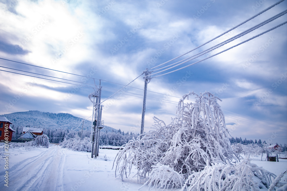 Frost on electrical wires