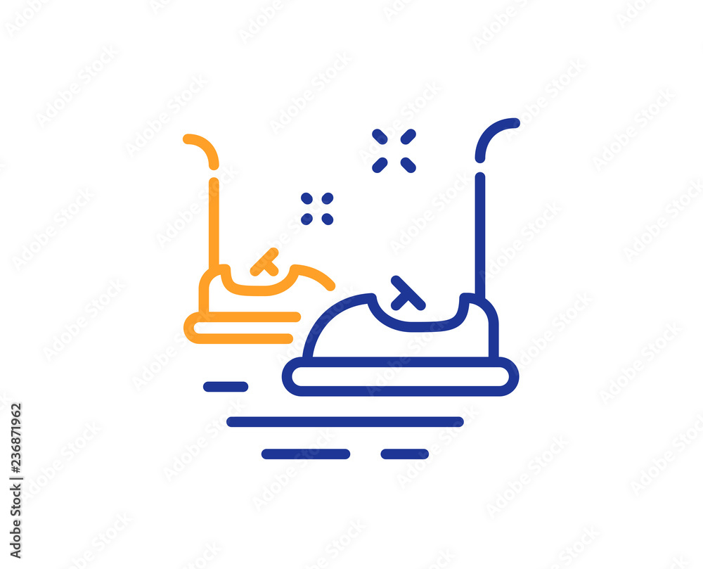 Bumper cars line icon. Amusement park sign. Colorful outline concept. Blue and orange thin line color icon. Bumper cars Vector Bumper cars line icon. Amusement park sign. Colorful outline concept. Blue and orange thin line color icon. Bumper cars Vector