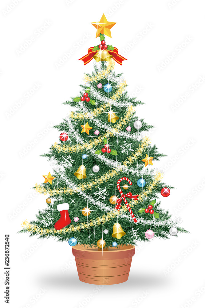 クリスマスツリー 白背景 Stock Vector Adobe Stock