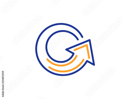Reload arrow line icon. Update Arrowhead symbol. Navigation pointer sign. Colorful outline concept. Blue and orange thin line color icon. Reload Vector