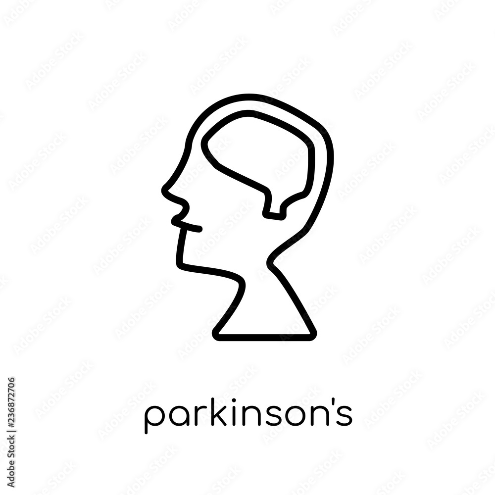 Parkinson's disease icon. Trendy modern flat linear vector Parkinson's disease icon on white background from thin line Diseases collection