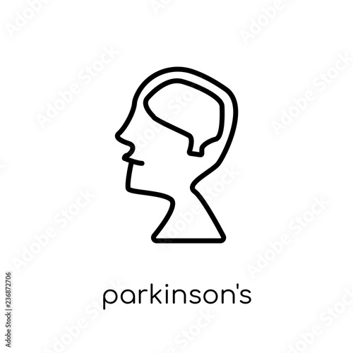 Parkinson's disease icon. Trendy modern flat linear vector Parkinson's disease icon on white background from thin line Diseases collection