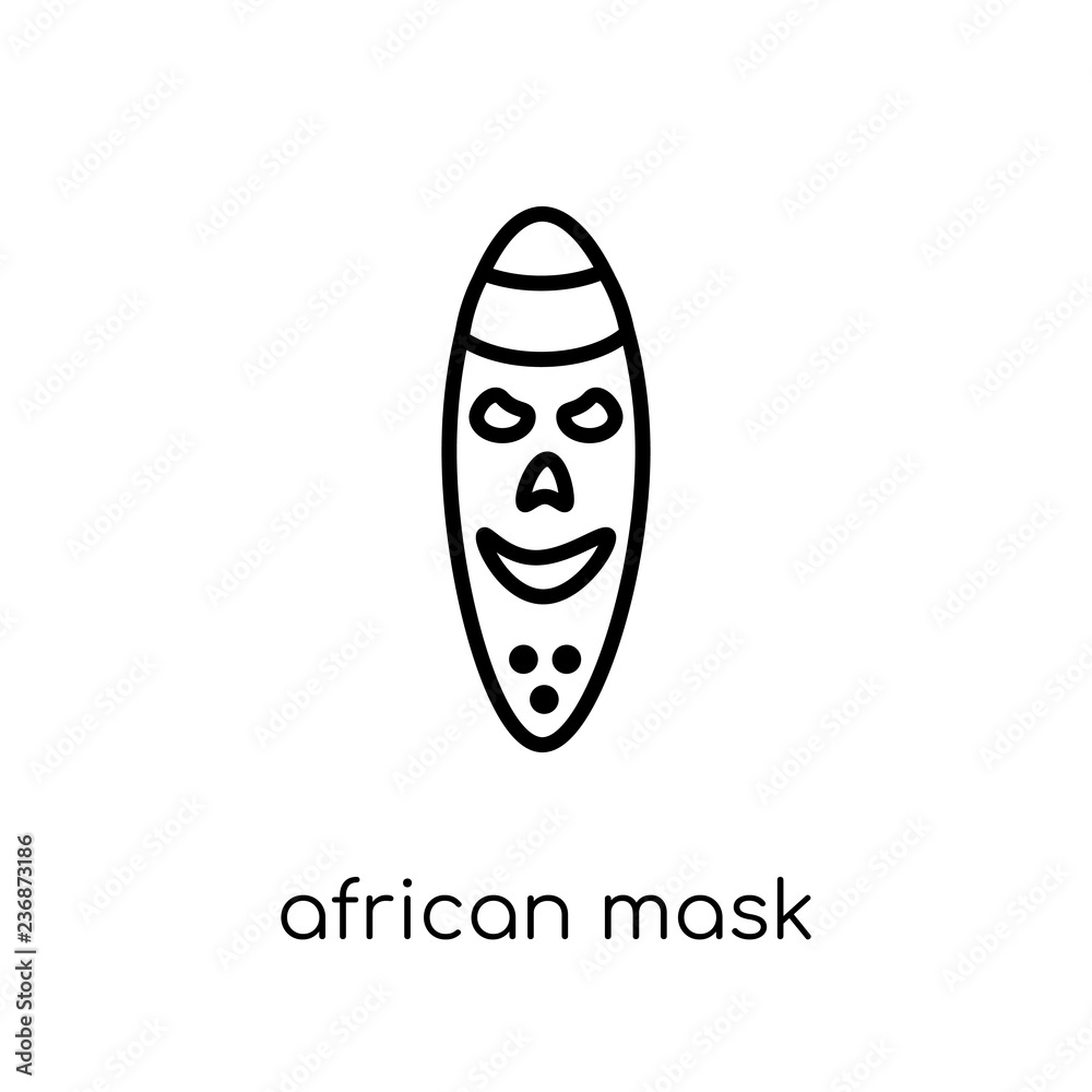 African mask icon from Museum collection. African mask icon from Museum collection.