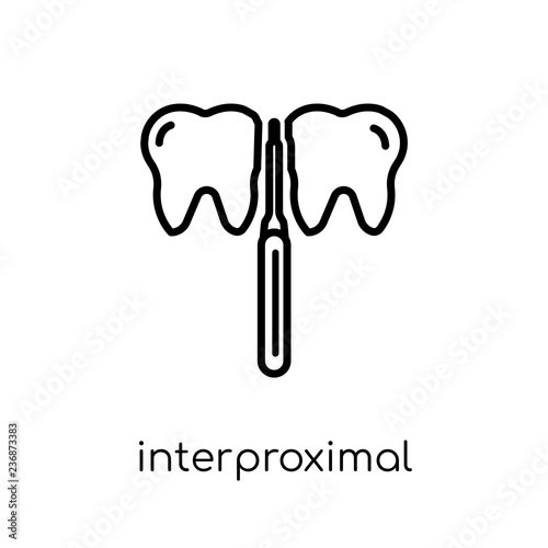 Interproximal icon. Trendy modern flat linear vector Interproximal icon on white background from thin line Dentist collection