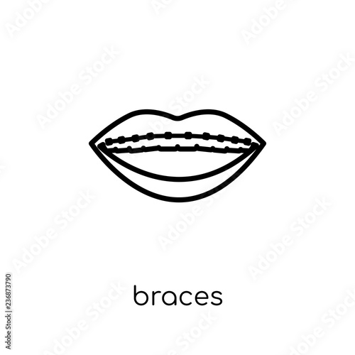 Braces icon. Trendy modern flat linear vector Braces icon on white background from thin line Dentist collection