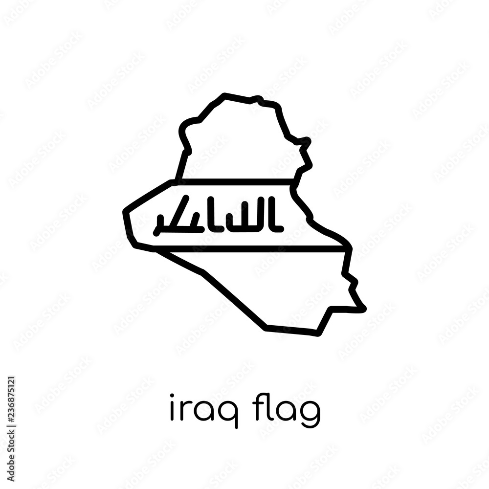 Iraq flag icon. Trendy modern flat linear vector Iraq flag icon on white background from thin line Country Flags collection Iraq flag icon. Trendy modern flat linear vector Iraq flag icon on white background from thin line Country Flags collection