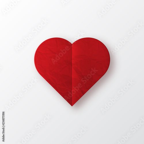 Red paper cut love heart for Valentine's day or any other Love invitation cards.
