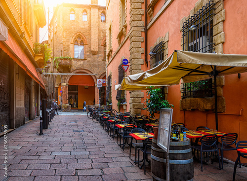 Old narrow street in Bologna, Emilia Romagna, Italy © Ekaterina Belova