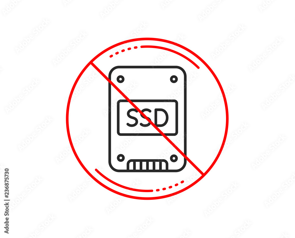 No or stop sign. SSD icon. Solid-state drive sign. Storage disk symbol.  Caution prohibited ban stop symbol. No icon design. Vector Stock Vector |  Adobe Stock