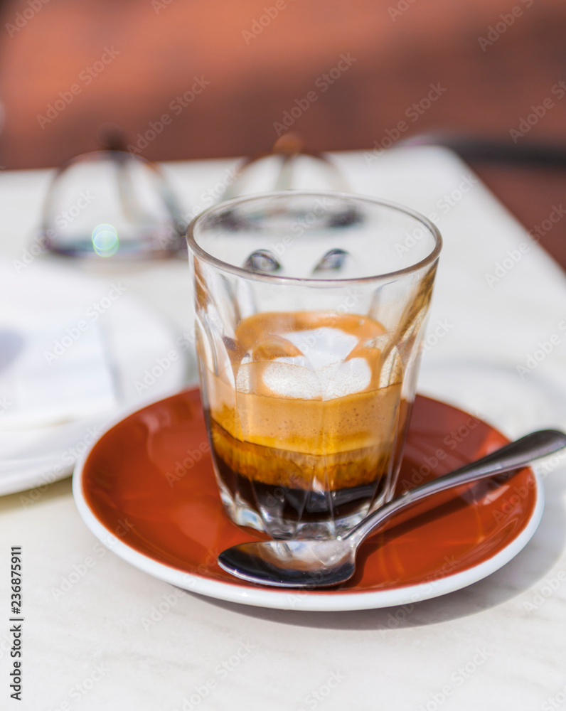 Short black coffee on table. Short black coffee on table.