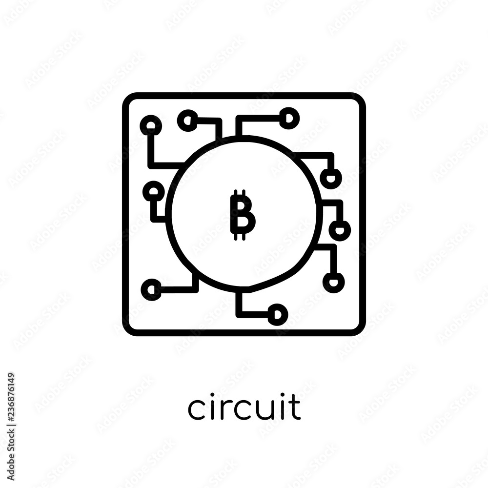 Circuit icon. Trendy modern flat linear vector Circuit icon on white background from thin line Cryptocurrency economy and finance collection Circuit icon. Trendy modern flat linear vector Circuit icon on white background from thin line Cryptocurrency economy and finance collection