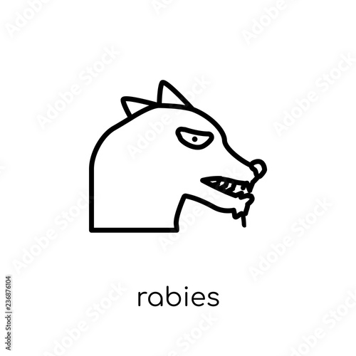 Rabies icon. Trendy modern flat linear vector Rabies icon on white background from thin line Diseases collection