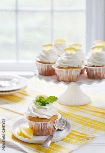 Lemon cupcakes and cakestand