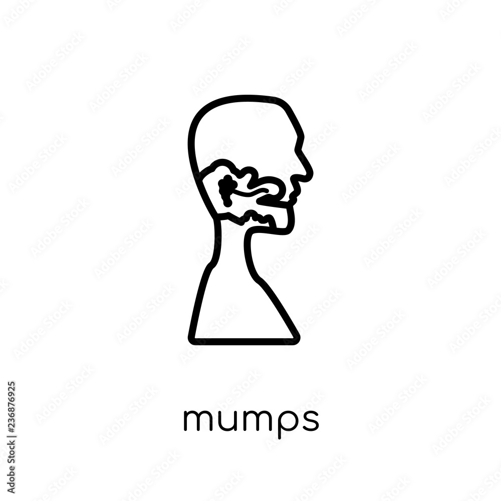 Mumps icon. Trendy modern flat linear vector Mumps icon on white background from thin line Diseases collection Mumps icon. Trendy modern flat linear vector Mumps icon on white background from thin line Diseases collection