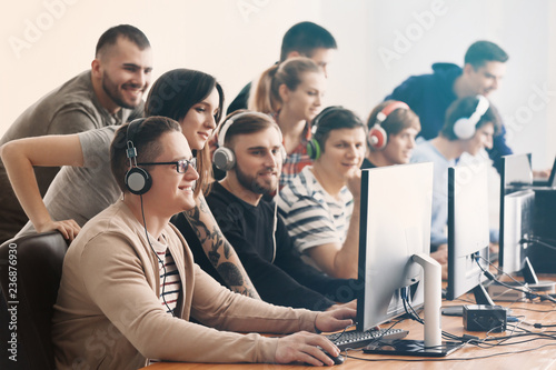Young people playing video ...