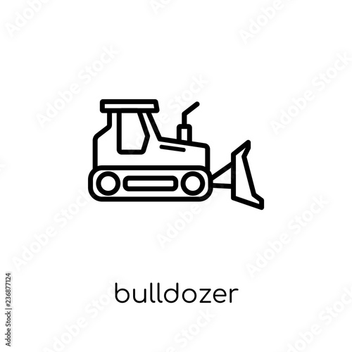 Bulldozer icon. Trendy modern flat linear vector Bulldozer icon on white background from thin line Construction collection