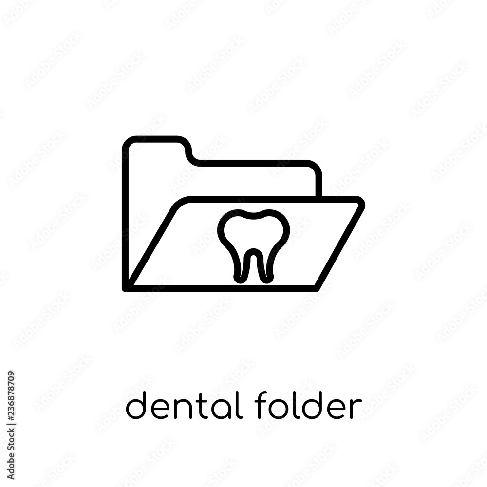 Dental Folder icon. Trendy modern flat linear vector Dental Folder icon on white background from thin line Dentist collection Dental Folder icon. Trendy modern flat linear vector Dental Folder icon on white background from thin line Dentist collection