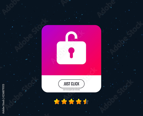 Lock sign icon. Login symbol. Web or internet icon design. Rating stars. Just click button. Vector