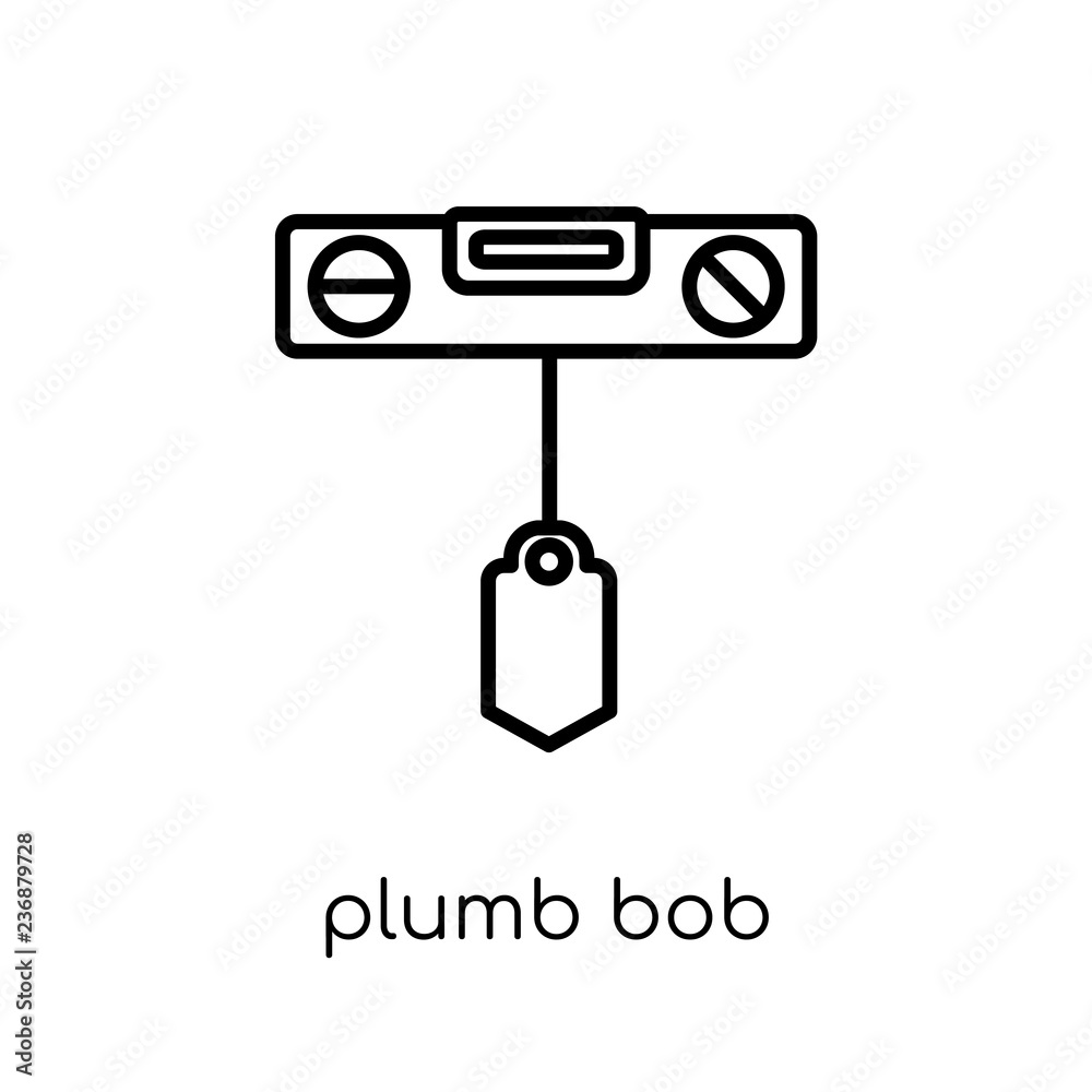 Plumb bob icon. Trendy modern flat linear vector Plumb bob icon on white background from thin line Construction collection Plumb bob icon. Trendy modern flat linear vector Plumb bob icon on white background from thin line Construction collection
