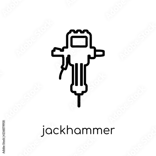 Jackhammer icon. Trendy modern flat linear vector Jackhammer icon on white background from thin line Construction collection