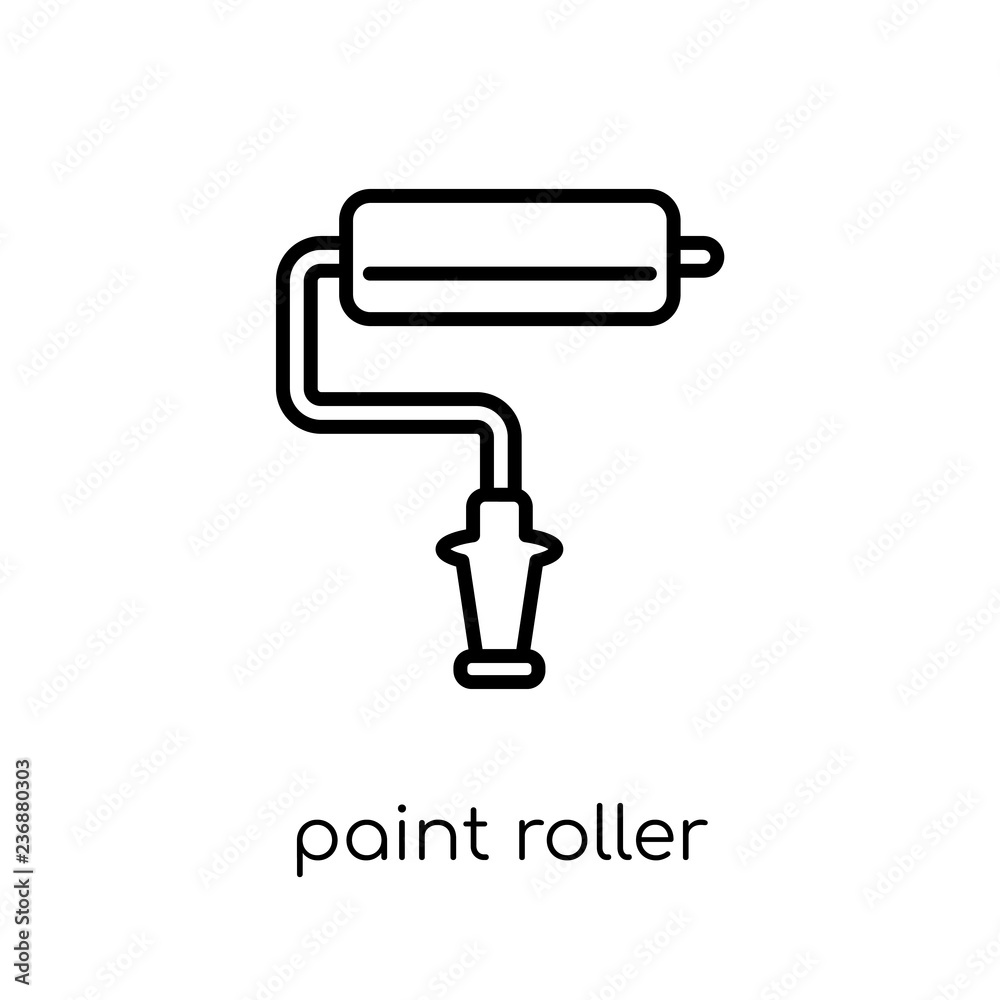 Paint roller icon. Trendy modern flat linear vector Paint roller icon on white background from thin line Construction collection Paint roller icon. Trendy modern flat linear vector Paint roller icon on white background from thin line Construction collection