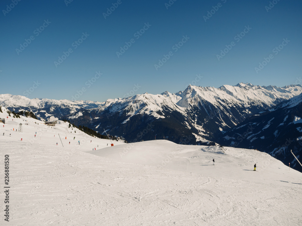 Groomed slopes of Mayrhofen