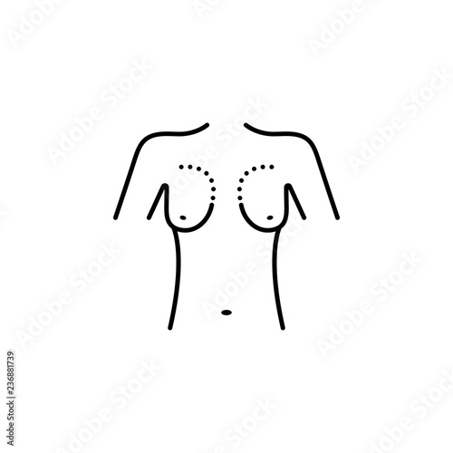 Breast enlargement, woman body icon. Element of anti aging outline icon for mobile concept and web app. Thin line Breast enlargement, woman body icon can be used for web and mobile