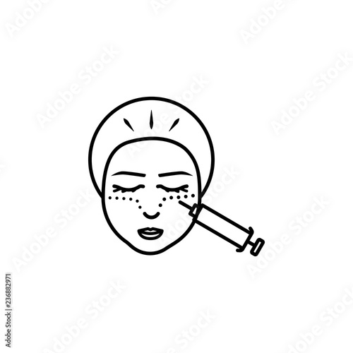 woman, correction on eye icon. Element of anti aging outline icon for mobile concept and web apps. Thin line woman, correction on eye icon can be used for web and mobile