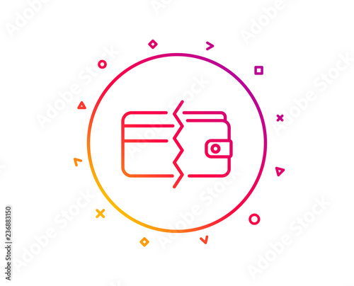 Credit card or cash line icon. Payment methods sign. Gradient pattern line button. Payment methods icon design. Geometric shapes. Vector