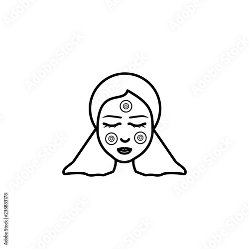 Woman, mask, cucumber icon. Element of anti aging outline icon for mobile concept and web apps. Thin line Woman, mask, cucumber icon can be used for web and mobile
