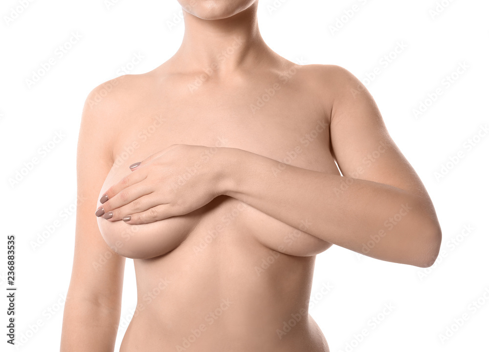 Girl Put Her Hand On Breast Stock Photo 585945521