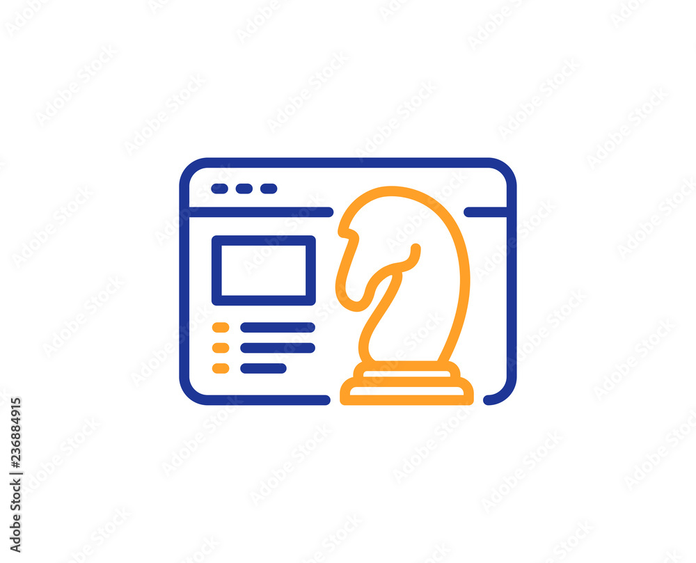 Seo strategy line icon. Search engine optimization sign. Analytics chess symbol. Colorful outline concept. Blue and orange thin line color Seo strategy icon. Vector