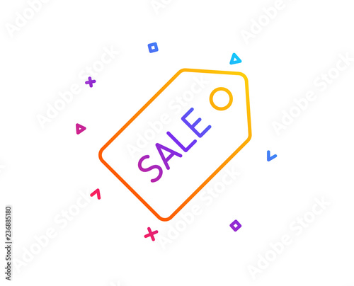 Shopping tag line icon. Sale Special offer sign. Coupon symbol. Gradient line button. Sale ticket icon design. Colorful geometric shapes. Vector