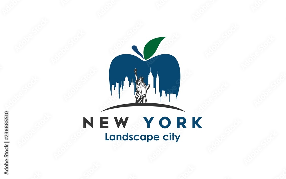 new york modern city landscape skyline logo design inspiration - obrazy, fototapety, plakaty 