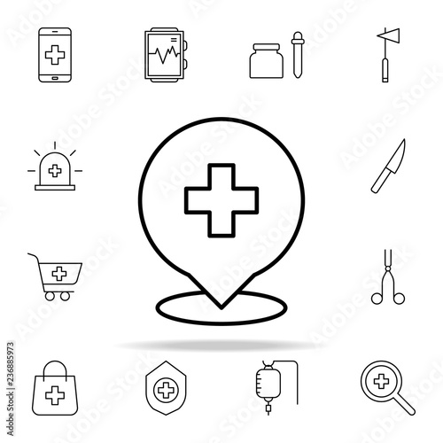 pin hospital icon. Medical icons universal set for web and mobile