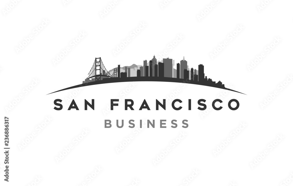 Naklejka premium san francisco modern city landscape skyline logo design inspiration