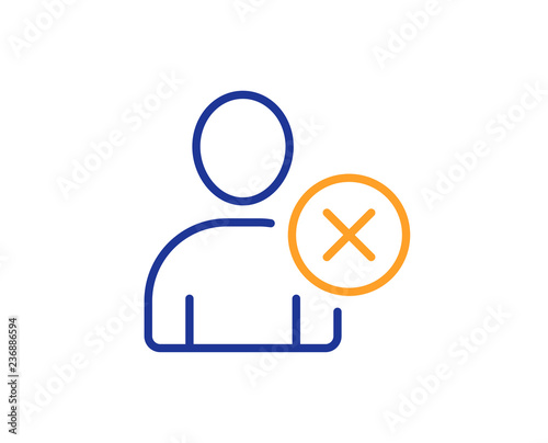 Remove User line icon. Profile Avatar sign. Person silhouette symbol. Colorful outline concept. Blue and orange thin line color icon. Delete user Vector