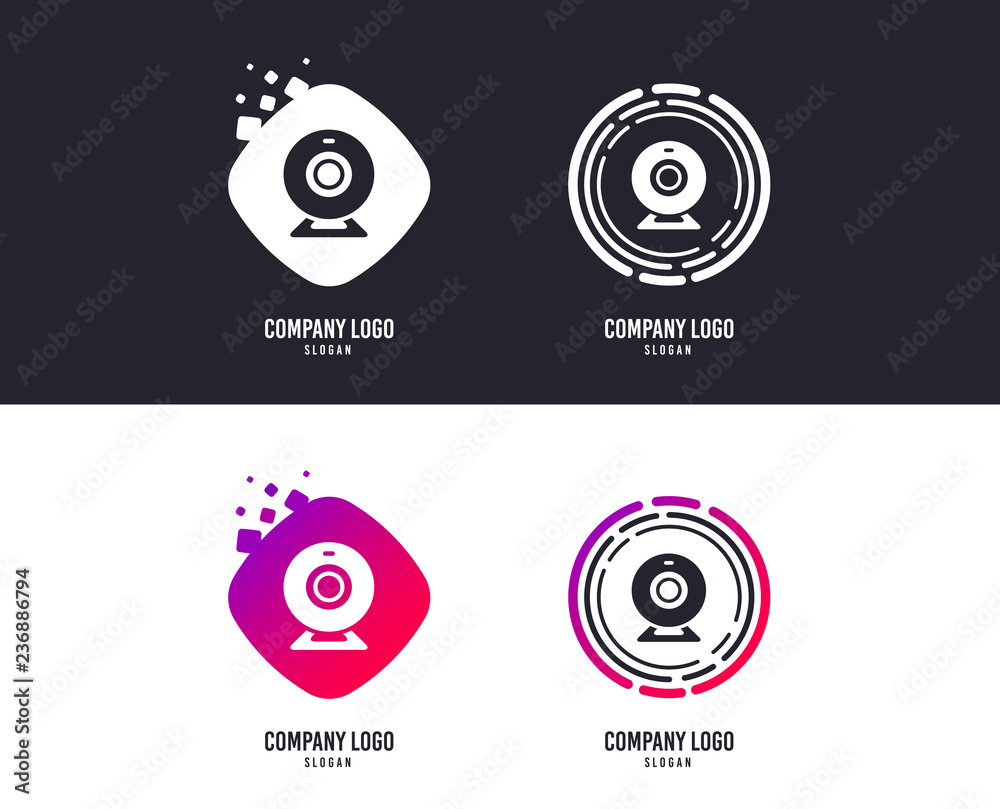 Logotype concept. Webcam sign icon. Web video chat symbol. Camera chat.  Logo design. Colorful buttons with icons. Vector Stock Vector | Adobe Stock