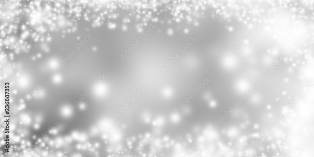 Fototapeta premium white snow blur abstract background. Bokeh Christmas blurred beautiful shiny Christmas lights