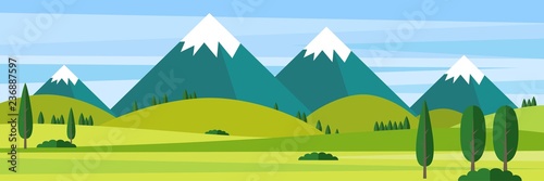 Plakat panorama pole alpy