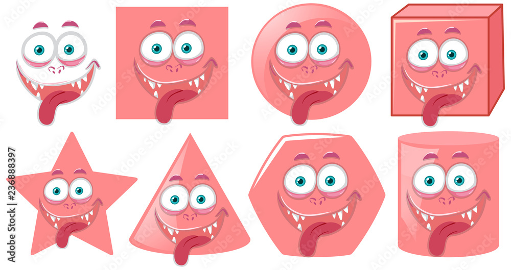 Monster face on diffrent shape Monster face on diffrent shape