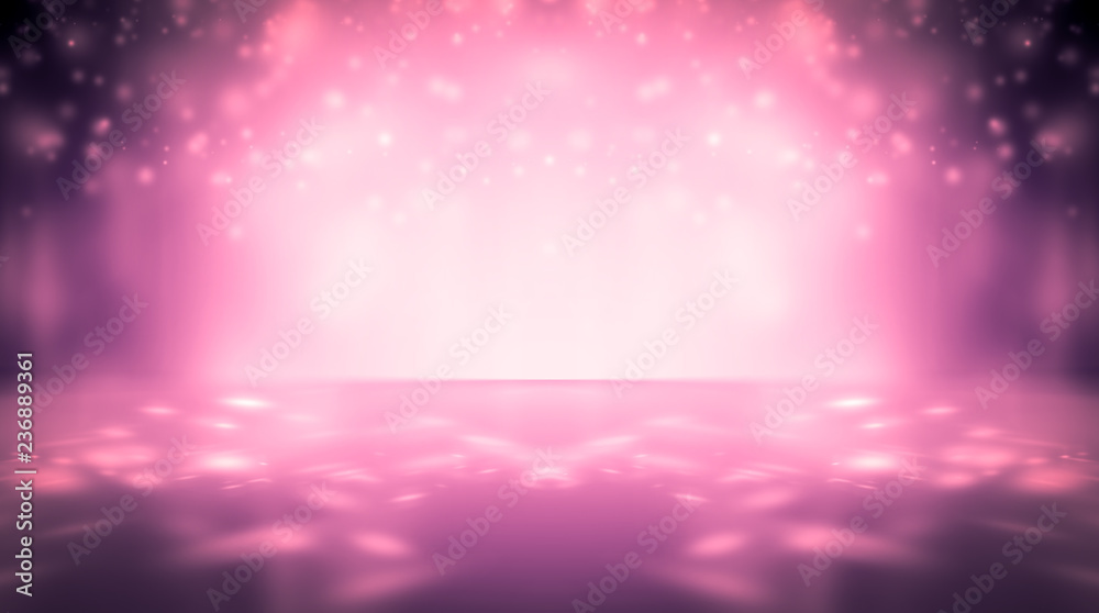 Naklejka premium Light pink studio room with backdrop spotlight background.