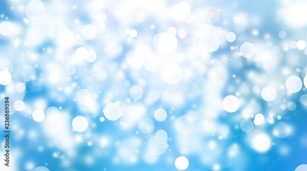 Obraz premium white circle on blue blur abstract background. bokeh Christmas blurred beautiful shiny Christmas lights