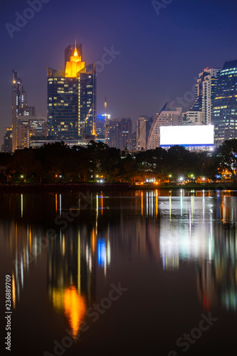 Building city night scene in Bangkok  Thailand.